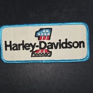 Vintage 70's Harley-Davidson Logo Patch with Red, Blue, and Black Accents #1